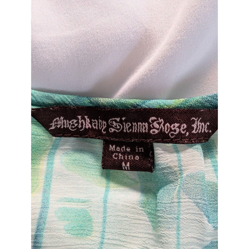 Mushka by Sienna Rose Fairycore Blouse Womens M Tunic Artsy Aqua Beach Sheer Top - Picture 4 of 11